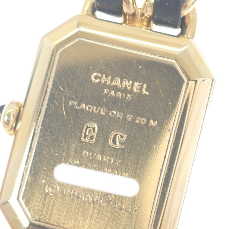 香奈兒 CHANEL Première S H0001 腕錶 GP 皮革 金色 石英 黑色錶盤 女士【中古】【AB級】