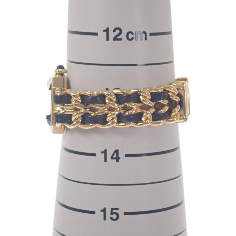 香奈兒 CHANEL Première S H0001 腕錶 GP 皮革 金色 石英 黑色錶盤 女士【中古】【AB級】