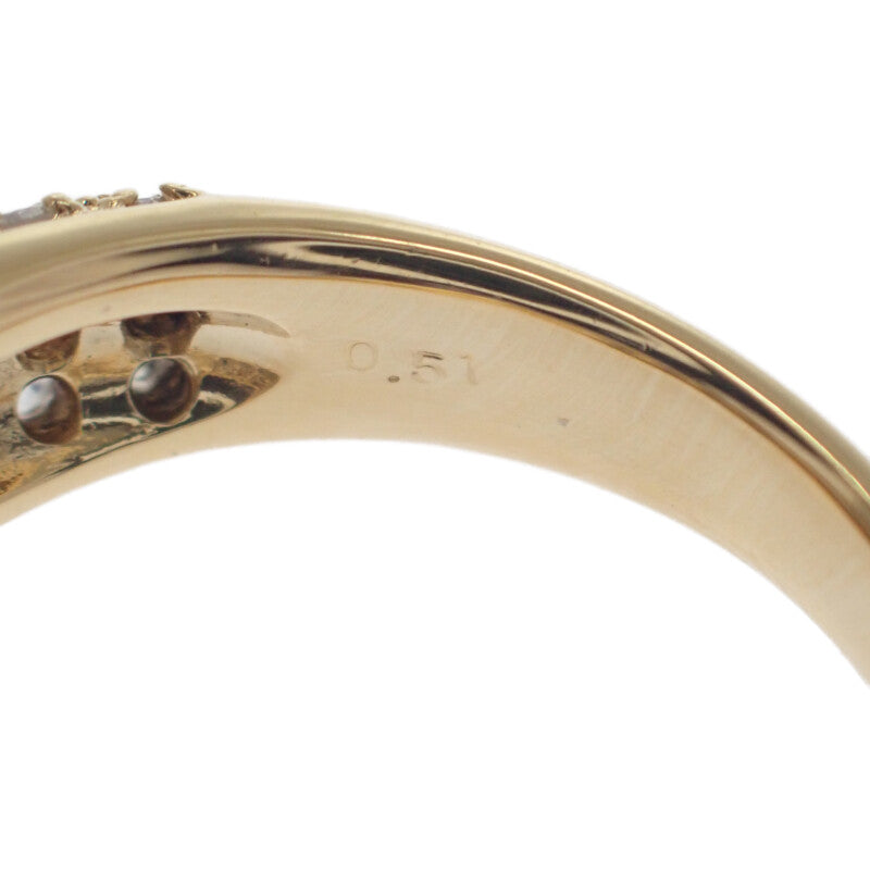 デザインジュエリー フラワー リング K18イエローゴールド 11号 ダイヤモンド レディース【中古】【Aランク】