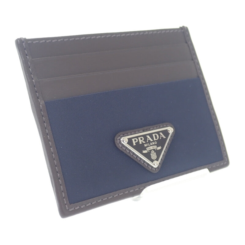 プラダ PRADA Re-Nylon 2MC025_384_F0C1B カードケース ナイロン レザー ネイビー ダークブラウン レディース メンズ【中古】【Aランク】