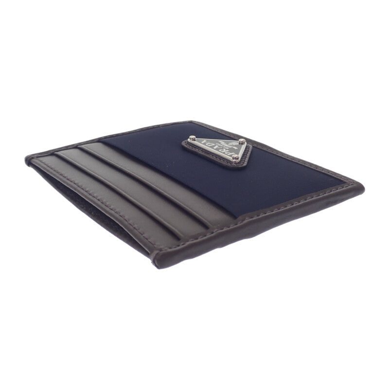 プラダ PRADA Re-Nylon 2MC025_384_F0C1B カードケース ナイロン レザー ネイビー ダークブラウン レディース メンズ【中古】【Aランク】