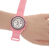 オメガ OMEGASWATCH スウォッチ ミッション トゥ ザ ピンク ムーン SO33P700 腕時計 セラミック ナイロン クオーツ ホワイト文字盤 レディース メンズ【中古】【Sランク】