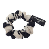 シャネル CHANEL CCロゴ シュシュ ヘアアクセサリー シルク ブラック ホワイト レディース【中古】【Aランク】