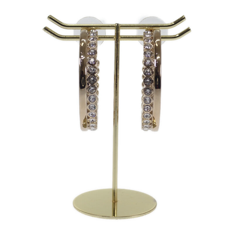 シャネル CHANEL CC フープ ピアス メタル ストラス ゴールド レディース【中古】【ABランク】