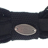 シャネル CHANEL CC リボン カチューシャ ヘアアクセサリー ストロー ラインストーン メッシュ ブラック シルバー レディース【中古】【Aランク】