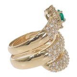 K18YG デザインジュエリー スパイラル リング K18イエローゴールド 14号 ダイヤモンド エメラルド レディース【中古】【Aランク】