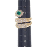 K18YG デザインジュエリー スパイラル リング K18イエローゴールド 14号 ダイヤモンド エメラルド レディース【中古】【Aランク】