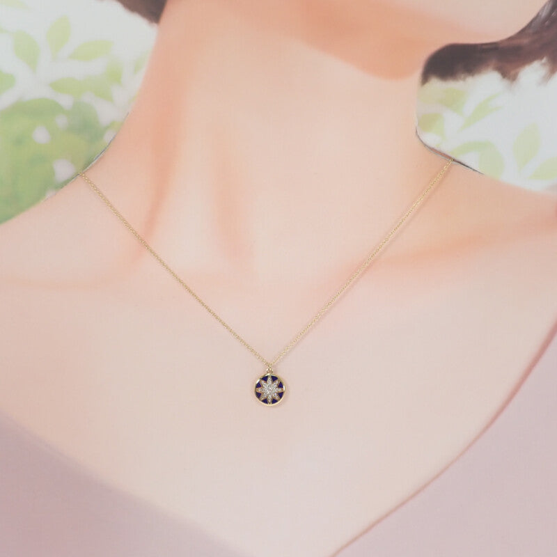 ティファニー TIFFANY&Co. スター オクタグラム ネックレス K18イエローゴールド ブルー ダイヤモンド エナメル レディース【中古】【Aランク】