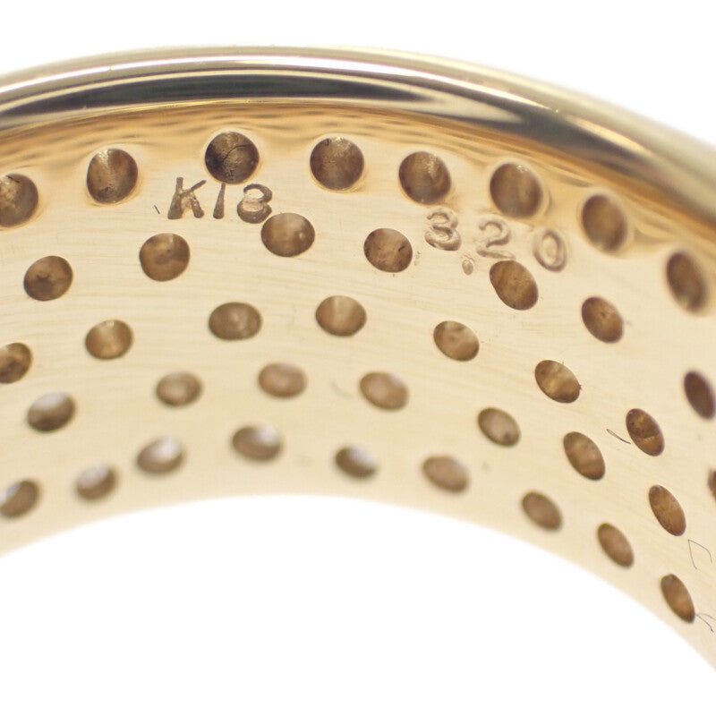 デザインジュエリー フルパヴェ 10号 リング K18イエローゴールド ダイヤモンド レディース【中古】【Nランク】