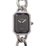 シャネル CHANEL プルミエール M H0495 腕時計 ステンレススチール ダイヤモンド クオーツ ブラック文字盤 レディース【中古】【Aランク】