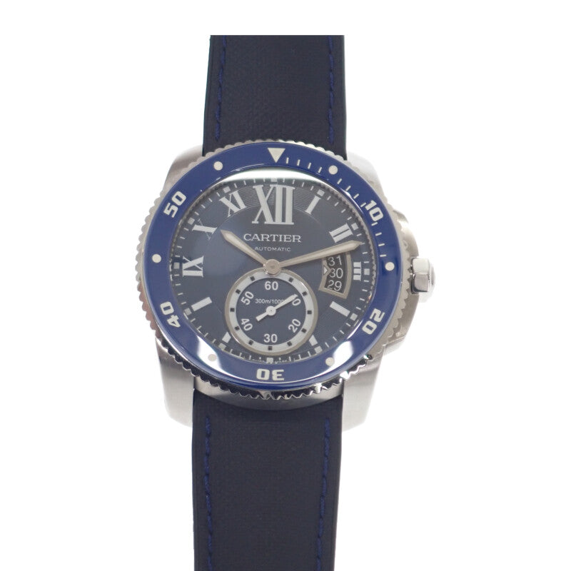 カルティエ CARTIER カリブル ダイバー WSCA0010 腕時計 セラミック ステンレススチール ラバーベルト ブルー 自動巻き ブルー文字盤 メンズ【中古】【Aランク】