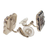 シャネル CHANEL スクエアココマーク ABE425_B18071_NZT06 イヤリング メタル レジン ホワイト ブラック C24B刻印 シルバー金具 レディース【中古】【Aランク】