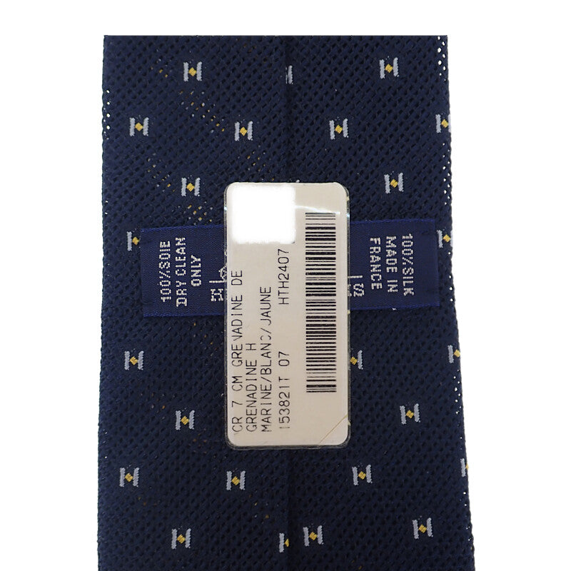 エルメス HERMES シルクツイルタイ グルナディーヌH H153821T-07 ネクタイ シルク ネイビー マリン メンズ【中古】【SAランク】