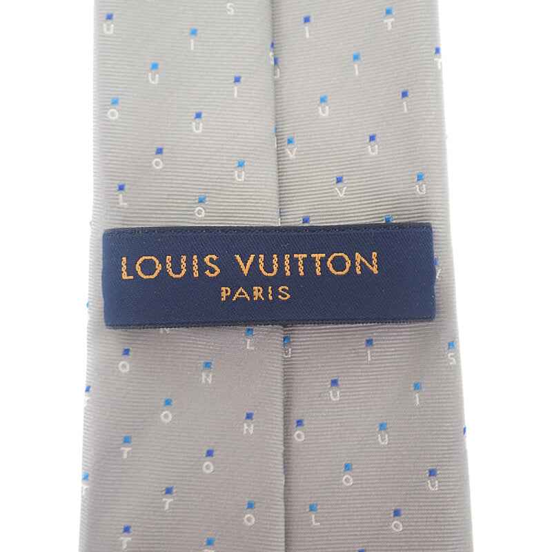 ルイヴィトン LOUIS VUITTON クラヴァット LVスペリング M77847 ネクタイ シルク グレー メンズ【中古】【SAランク】