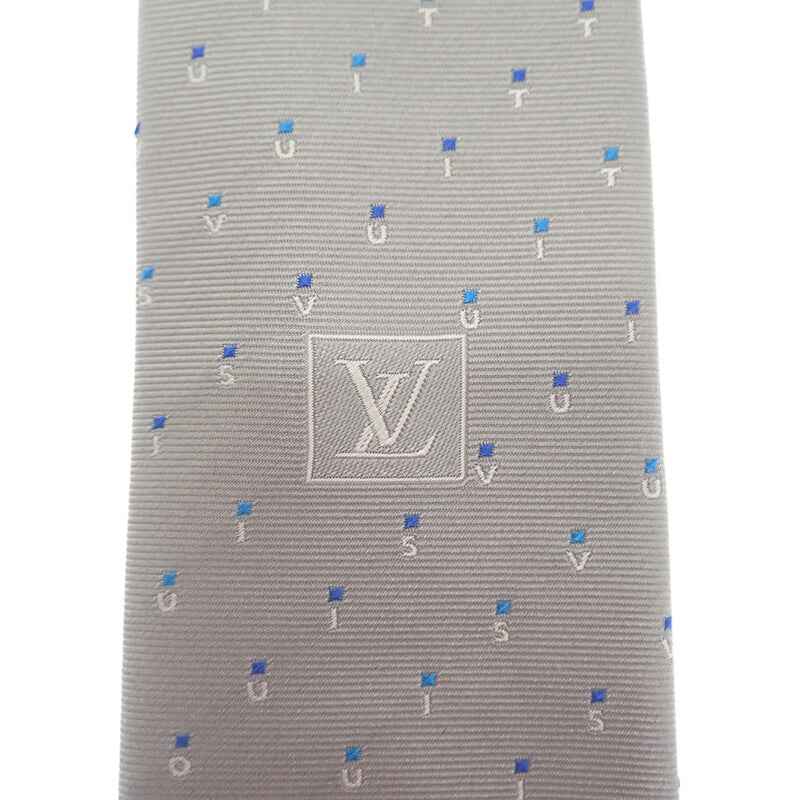 ルイヴィトン LOUIS VUITTON クラヴァット LVスペリング M77847 ネクタイ シルク グレー メンズ【中古】【SAランク】