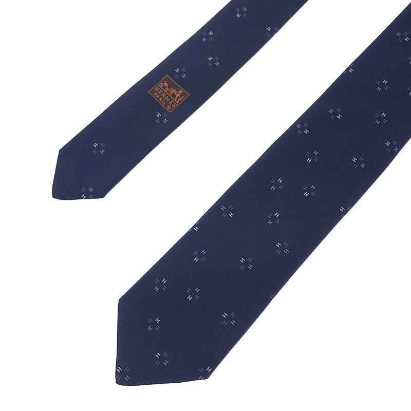 エルメス HERMES シルクタイ ペタル H339394T-02 ネクタイ シルク ネイビー メンズ【中古】【SAランク】