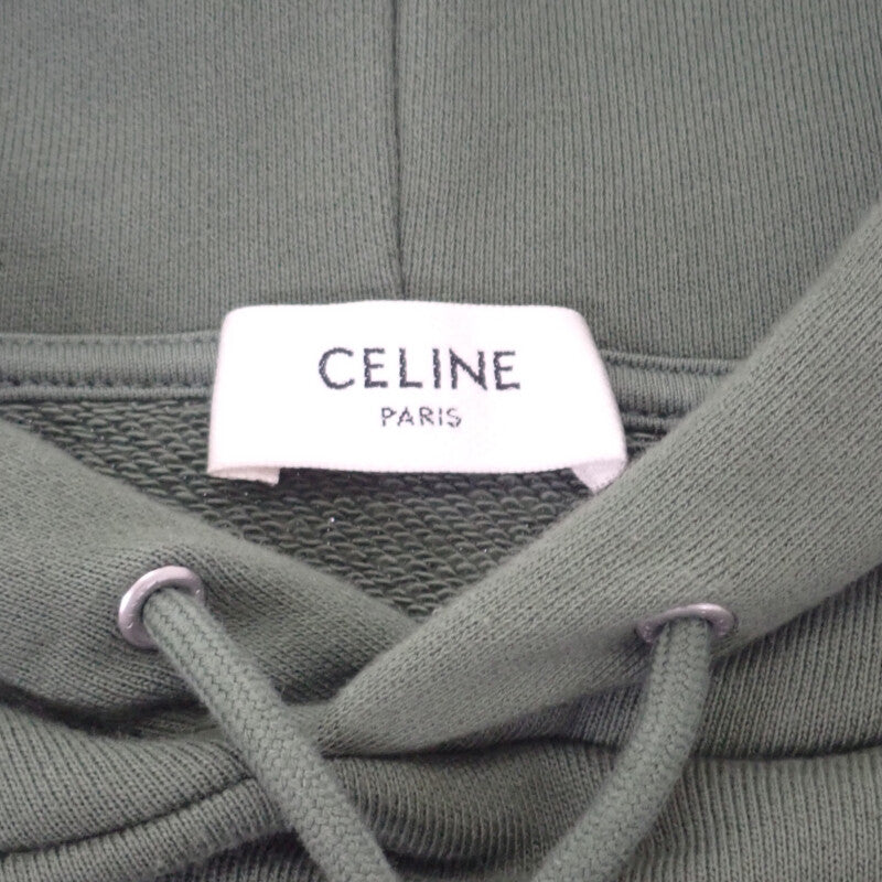 セリーヌ CELINE ルーズ フーディ XS 2Y321670Q.02KF パーカー コットン カーキ メンズ レディース【中古】【ABランク】