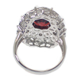 デザイン ジュエリー 9号 リング K18ホワイトゴールド ガーネット ダイヤモンド レディース【中古】【Aランク】