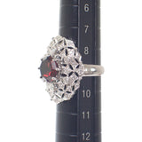 デザイン ジュエリー 9号 リング K18ホワイトゴールド ガーネット ダイヤモンド レディース【中古】【Aランク】