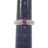 デザイン ジュエリー オーバルカット 9号 リング Pt900プラチナ ルビー ダイヤモンド レディース【中古】【Aランク】