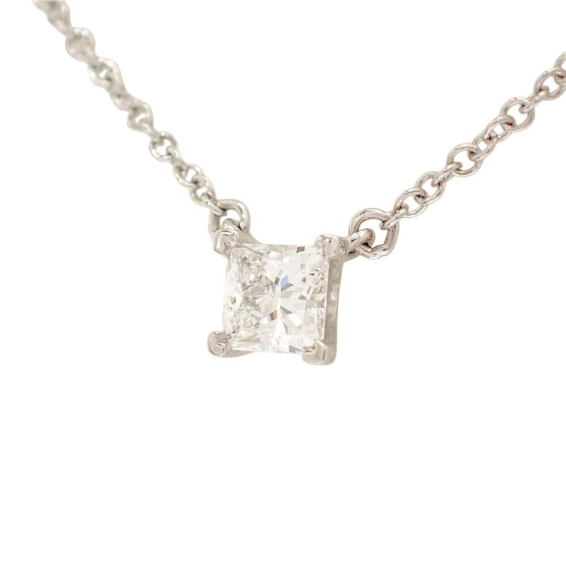 蒂芙尼 TIFFANY&Co. 方形吊墜項鍊 Pt950鉑金 鑽石 女款【中古】【A級】