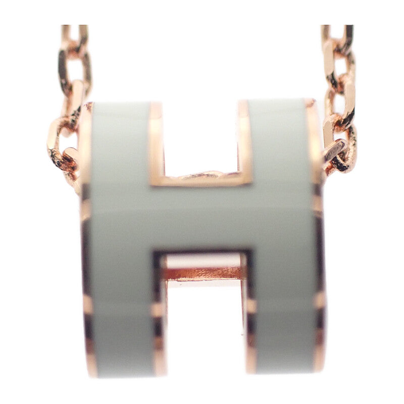 エルメス HERMES ミニ ポップ H ペンダント アッシュ ネックレス メタル ホワイト レディース【中古】【Aランク】