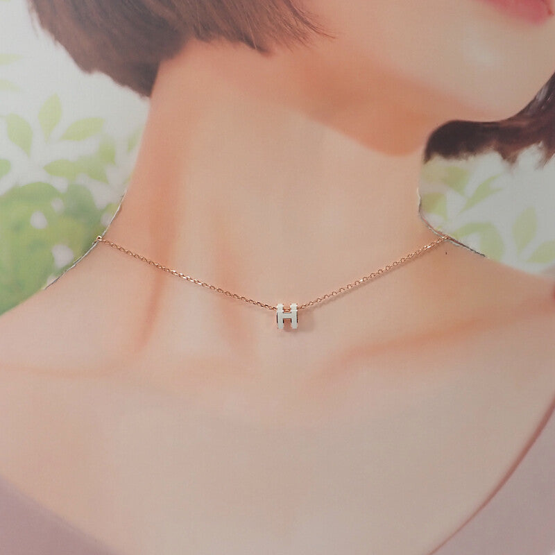 エルメス HERMES ミニ ポップ H ペンダント アッシュ ネックレス メタル ホワイト レディース【中古】【Aランク】