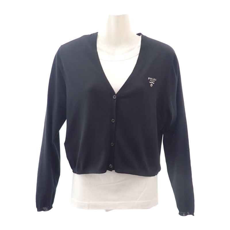 プラダ PRADA シルク 44 カーディガン シルク コットン ポリエステル ブラック レディース【中古】【Aランク】