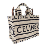 セリーヌ CELINE スモールカバ タイス テキスタイル 199162EG8.01WB 2WAYバッグ ハンドバッグ ショルダーバッグ コットン レザー ホワイト ブラック レディース【中古】【Aランク】