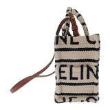 セリーヌ CELINE スモールカバ タイス テキスタイル 199162EG8.01WB 2WAYバッグ ハンドバッグ ショルダーバッグ コットン レザー ホワイト ブラック レディース【中古】【Aランク】