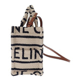 セリーヌ CELINE スモールカバ タイス テキスタイル 199162EG8.01WB 2WAYバッグ ハンドバッグ ショルダーバッグ コットン レザー ホワイト ブラック レディース【中古】【Aランク】