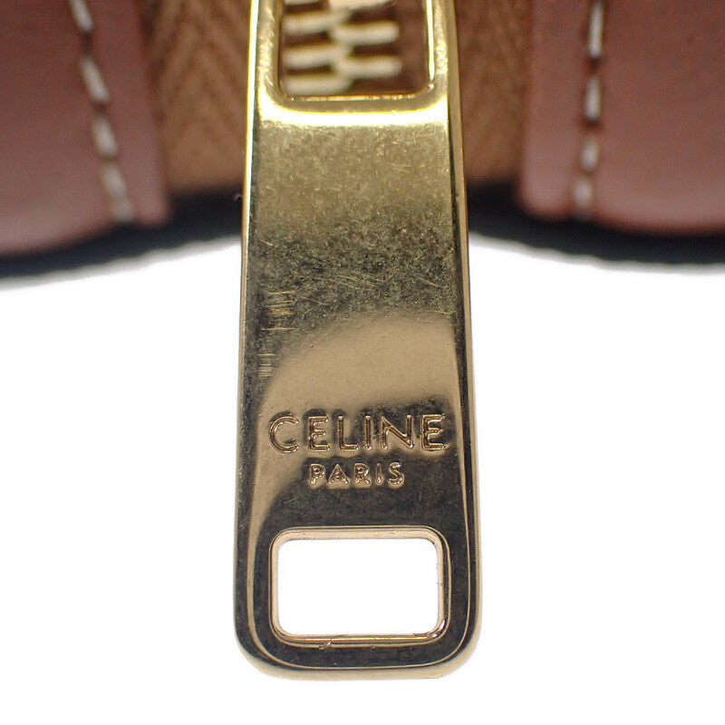 CELINE 賽琳鍊條手拿包 Cuir Triomphe 小型 10E382EGK.14ML 單肩包 PVC 棕色 金色五金 女士【中古】【A級】