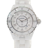 シャネル CHANEL J12 新型バックル H1628 腕時計 ホワイトセラミック 12Pダイヤ クオーツ ホワイト文字盤 レディース【中古】【ABランク】