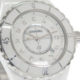 シャネル CHANEL J12 新型バックル H1628 腕時計 ホワイトセラミック 12Pダイヤ クオーツ ホワイト文字盤 レディース【中古】【ABランク】