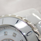 シャネル CHANEL J12 新型バックル H1628 腕時計 ホワイトセラミック 12Pダイヤ クオーツ ホワイト文字盤 レディース【中古】【ABランク】