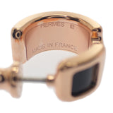 エルメス HERMES オランプPM ピアス ボックスカーフ メタル ブラック ピンクゴールド レディース【中古】【Aランク】