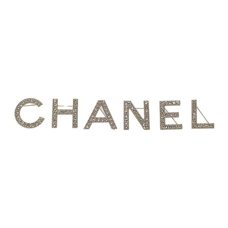 シャネル CHANEL ロゴ クリスタル AB1368 ブローチ メタル ゴールド