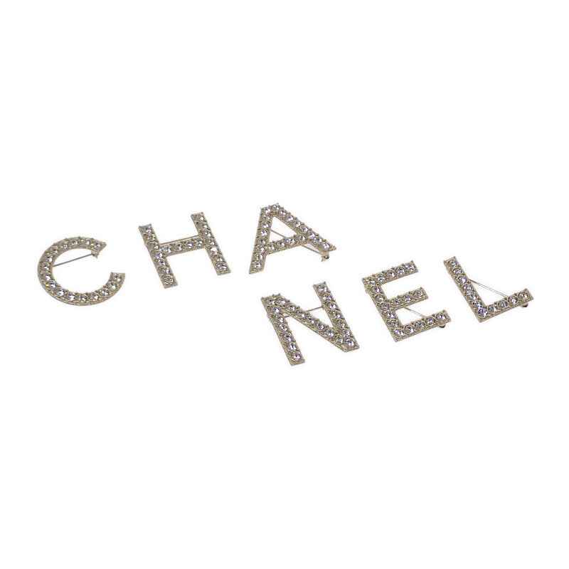 シャネル CHANEL ロゴ クリスタル AB1368 ブローチ メタル ゴールド レディース【中古】【Aランク】