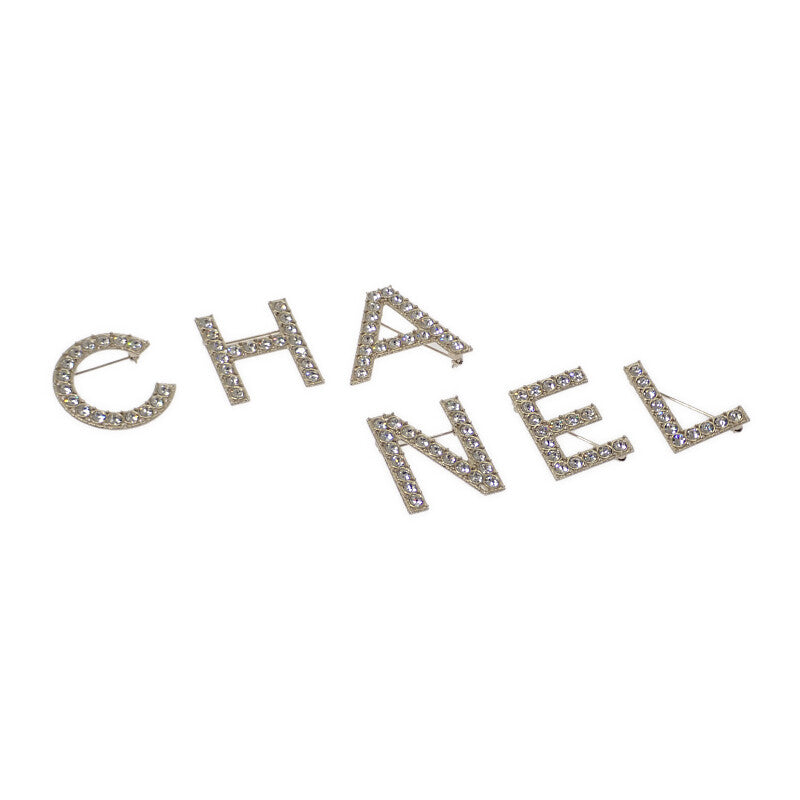 シャネル CHANEL ロゴ クリスタル AB1368 ブローチ メタル ゴールド レディース【中古】【Aランク】