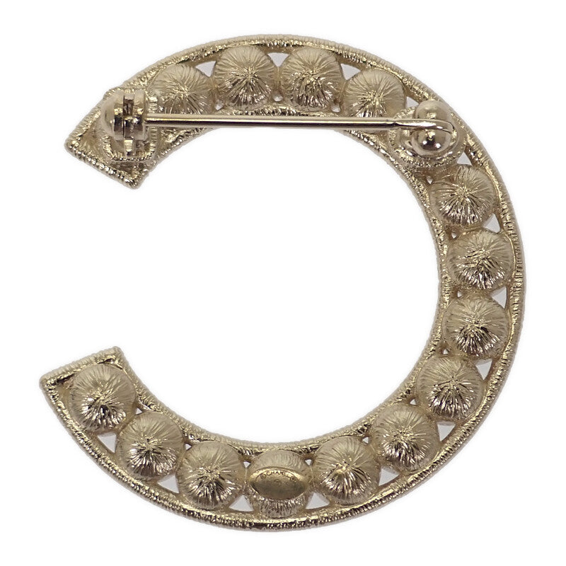 シャネル CHANEL ロゴ クリスタル AB1368 ブローチ メタル ゴールド レディース【中古】【Aランク】