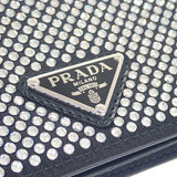 プラダ PRADA ストラップ付き 1MR024_2AWL_F0T7O カードケース シルク ブラック シルバー金具 レディース【中古】【Aランク】