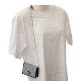 プラダ PRADA ストラップ付き 1MR024_2AWL_F0T7O カードケース シルク ブラック シルバー金具 レディース【中古】【Aランク】