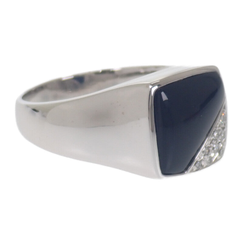 デザインジュエリー 18号 リング K18ホワイトゴールド ブラック オニキス ダイヤモンド メンズ ユニセックス【中古】【Aランク】