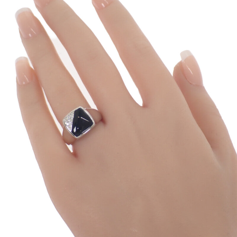 デザインジュエリー 18号 リング K18ホワイトゴールド ブラック オニキス ダイヤモンド メンズ ユニセックス【中古】【Aランク】