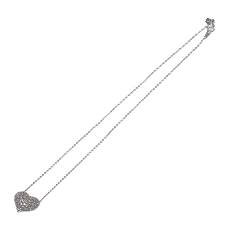 デザインジュエリー ハートモチーフ ネックレス K18ホワイトゴールド ダイヤモンド レディース【中古】【Aランク】
