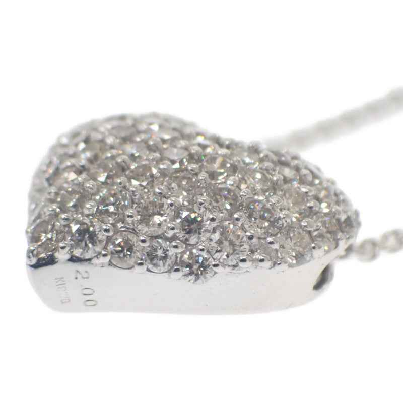 デザインジュエリー ハートモチーフ ネックレス K18ホワイトゴールド ダイヤモンド レディース【中古】【Aランク】