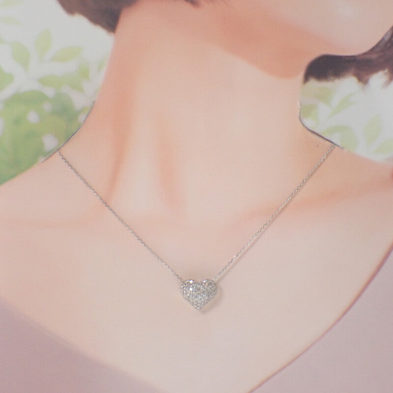 デザインジュエリー ハートモチーフ ネックレス K18ホワイトゴールド ダイヤモンド レディース【中古】【Aランク】