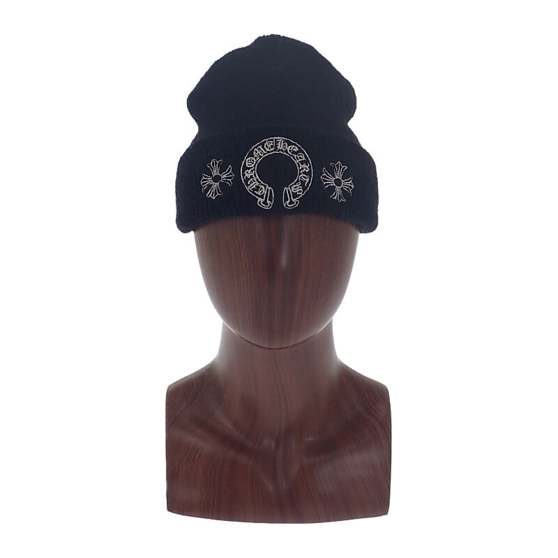 クロムハーツ CHROME HEARTS ウールワッチキャップ ホースシュー ビーニー ニットキャップ ウール ブラック OS メンズ レディース【中古】【ABランク】