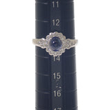 デザインジュエリー カボション 13号 リング Pt900プラチナ ブルー サファイヤ ダイヤモンド レディース【中古】【Aランク】