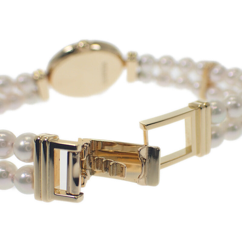 ミキモト MIKIMOTO パールウォッチ パールブレスレット 腕時計 K18イエローゴールド パール ゴールド クオーツ ホワイト文字盤 レディース【中古】【Aランク】